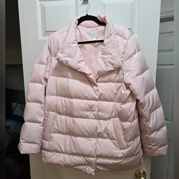 JJill Down-filled quilted pale pink puffer jacket Size Large - Picture 12 of 16
